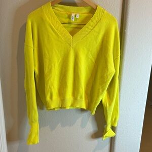 Vibrant Chartreuse V-Neck Sweater